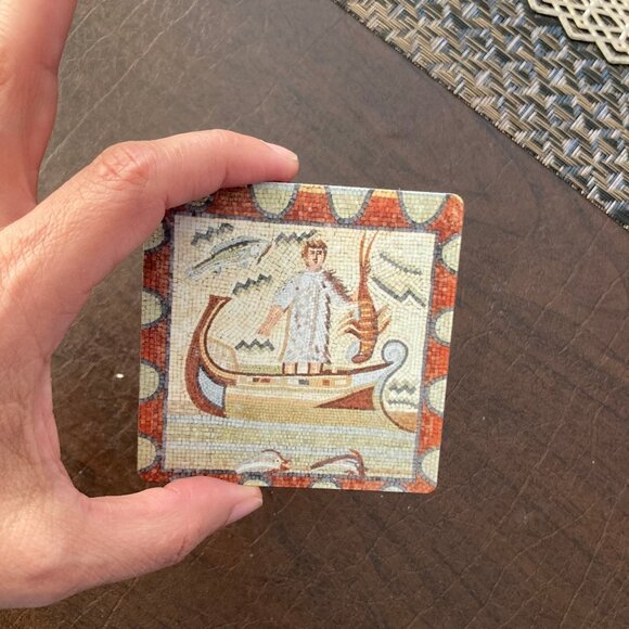 NWT "Tunisian Mosaic of Fisherman & His Catch of the Day" Artisan Magnet - Picture 3 of 4